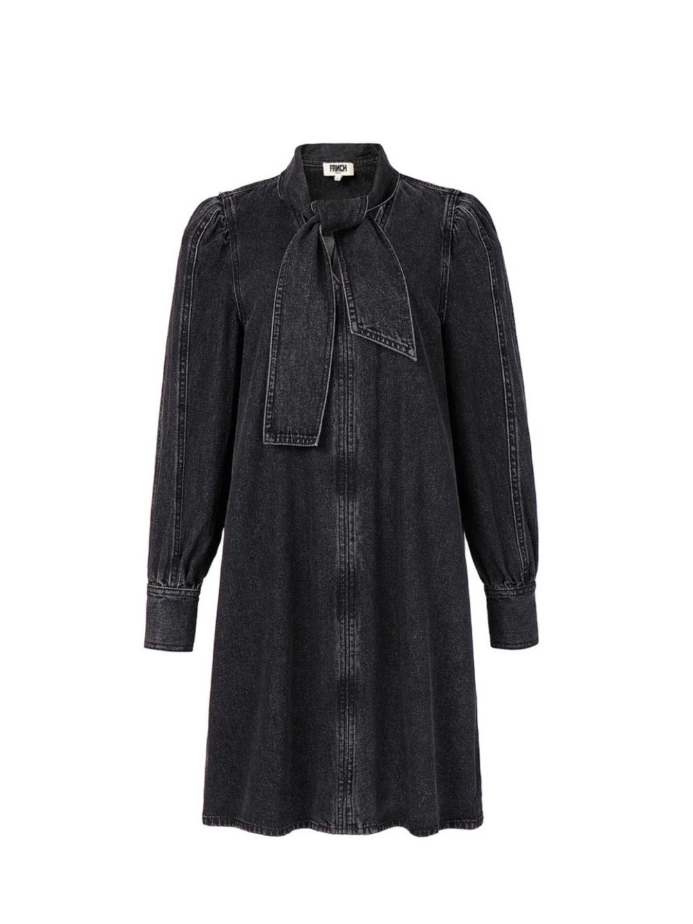 Black Denim Long sleeve Tie-Neck Dress - NWT - Picture 4 of 4